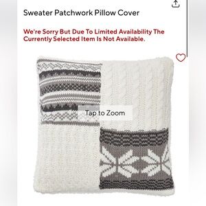New Pottery Barn Sweater Patchwork Pillow Cover, 18”
